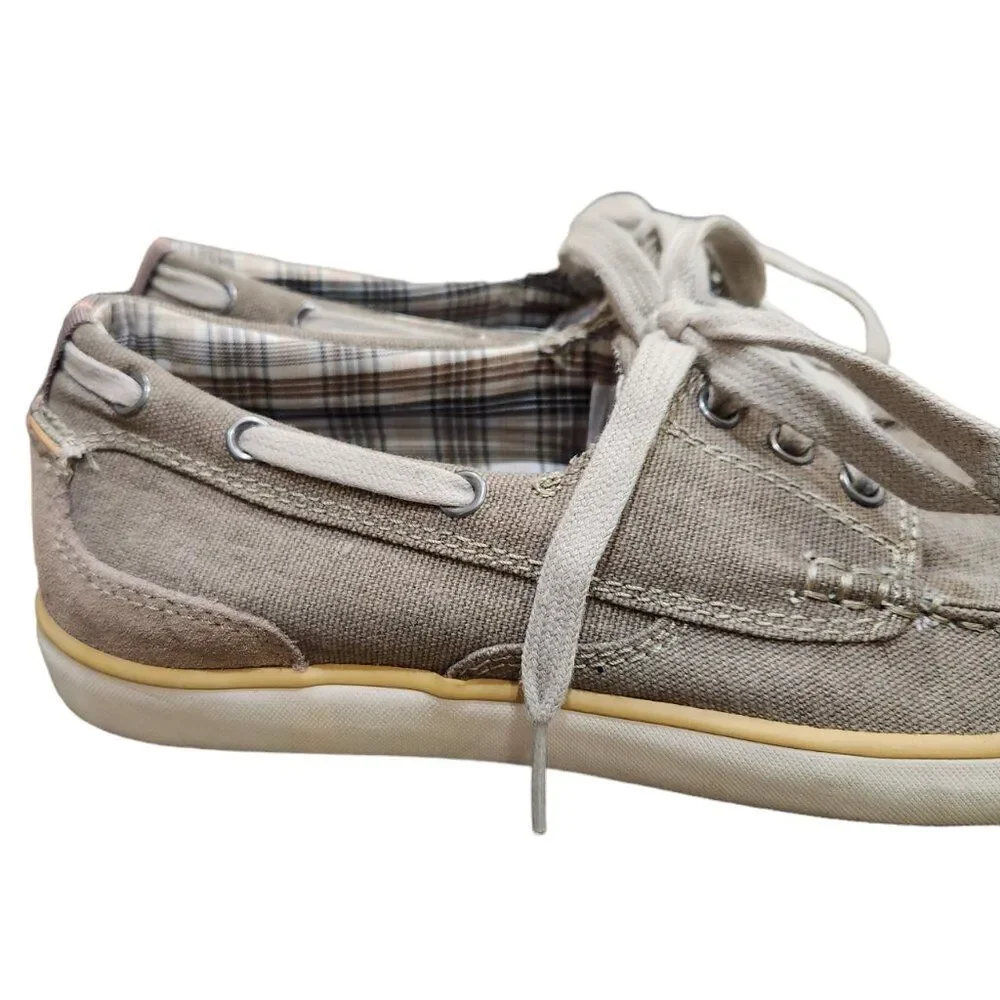 Clarks Deck Boat Slip On Loafers Gray Fabric Square Lace Up Size UK 8G